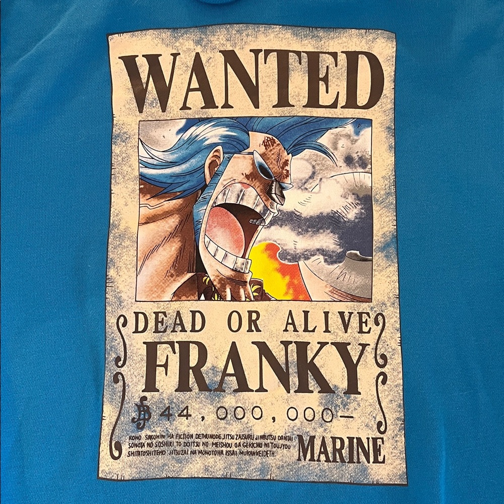 Vintage Baleno One Piece Wanted Franky Anime Hoodie Y2K